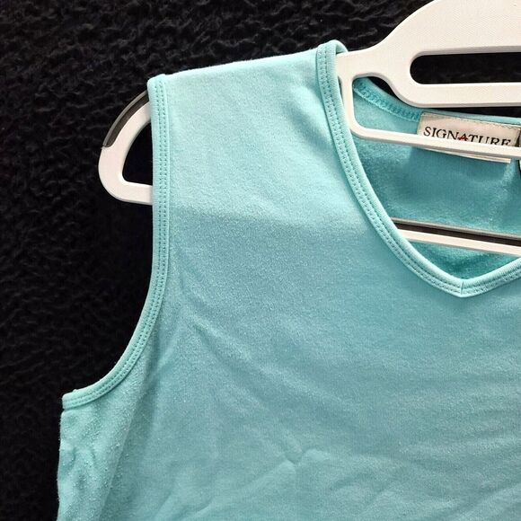 Signature Expressions Womens Tank Top Blue Size Large 100% Cotton Pullover VNeck - Picture 9 of 12